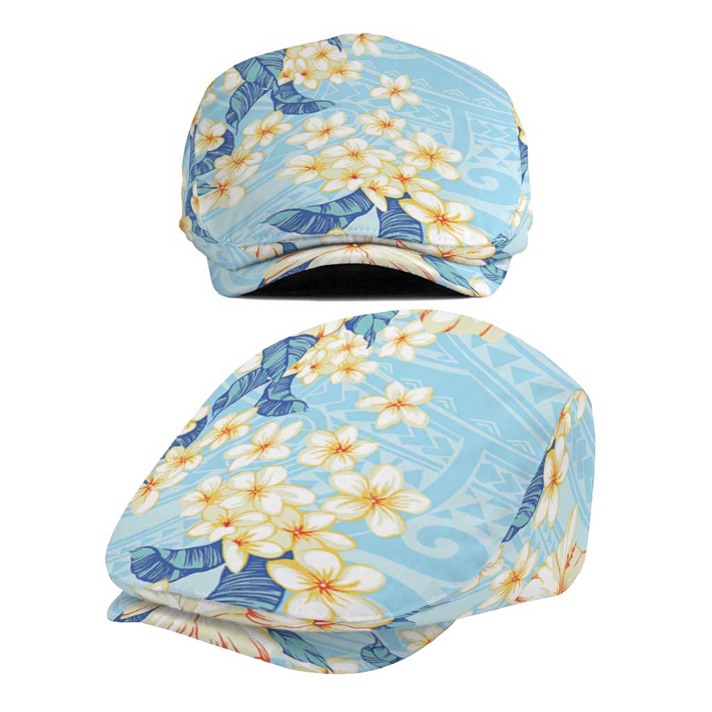 Hawaii Hibiscus Plumeria Blue Jeff Hat Polynesian Pattern