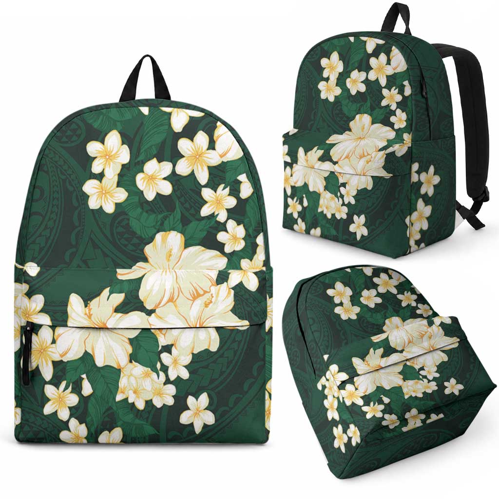 Hawaii Hibiscus Plumeria Green Backpack Polynesian Pattern LT01 - Polynesian Pride