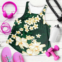 Hawaii Hibiscus Plumeria Green Women Racerback Tank Polynesian Pattern LT01 Green - Polynesian Pride