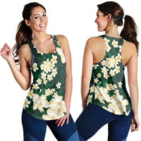 Hawaii Hibiscus Plumeria Green Women Racerback Tank Polynesian Pattern LT01 - Polynesian Pride