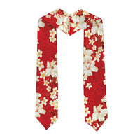 Hawaii Hibiscus Plumeria Red Graduation Stole Polynesian Pattern