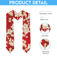 Hawaii Hibiscus Plumeria Red Graduation Stole Polynesian Pattern