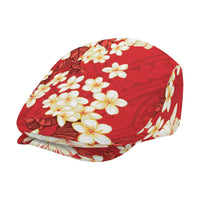 Hawaii Hibiscus Plumeria Red Jeff Hat Polynesian Pattern