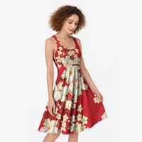 Hawaii Hibiscus Plumeria Red Midi Dress Polynesian Pattern