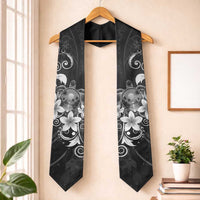 Hawaii Honu Graduation Stole Polynesian Curves Plumeria Grayscale