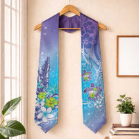 Hawaii Honu Graduation Stole Tropical Flowers Purple Gradient