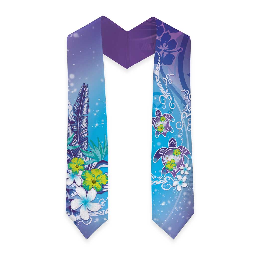 Hawaii Honu Graduation Stole Tropical Flowers Purple Gradient