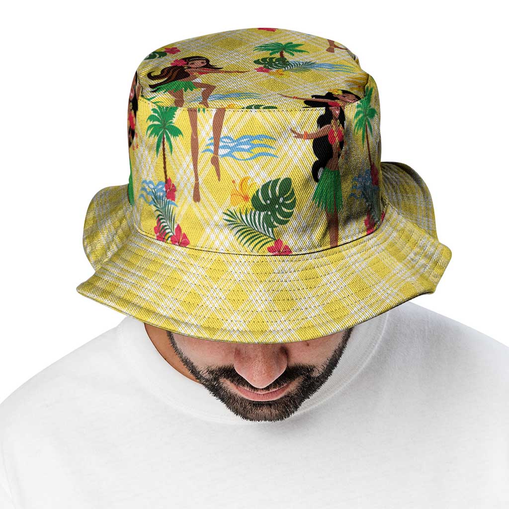 Hawaii Hula Girl Tropical Bucket Hat Yellow Palaka LT01 - Polynesian Pride