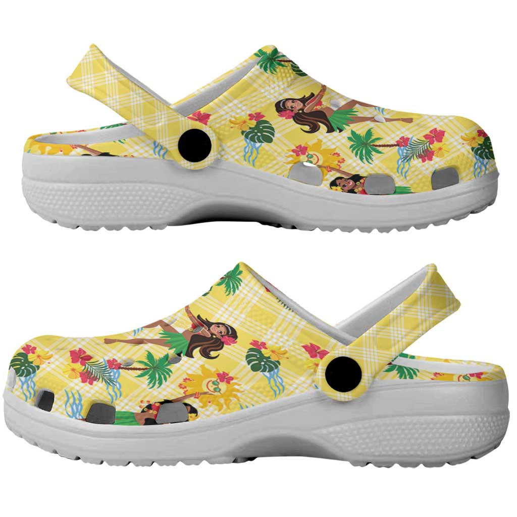 Hawaii Hula Girl Tropical Clogs Shoes Yellow Palaka LT01 - Polynesian Pride