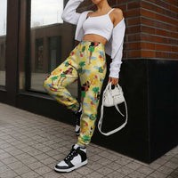 Hawaii Hula Girl Tropical Jogger Pants Yellow Palaka LT01 - Polynesian Pride