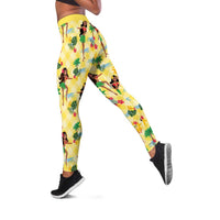 Hawaii Hula Girl Tropical Leggings Yellow Palaka LT01 Yellow - Polynesian Pride