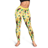 Hawaii Hula Girl Tropical Leggings Yellow Palaka LT01 - Polynesian Pride