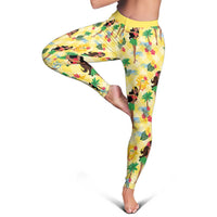 Hawaii Hula Girl Tropical Leggings Yellow Palaka LT01 - Polynesian Pride