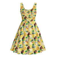 Hawaii Hula Girl Tropical Midi Dress Yellow Palaka LT01 - Polynesian Pride