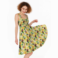Hawaii Hula Girl Tropical Midi Dress Yellow Palaka LT01 - Polynesian Pride