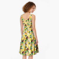 Hawaii Hula Girl Tropical Midi Dress Yellow Palaka LT01 - Polynesian Pride