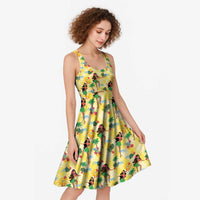 Hawaii Hula Girl Tropical Midi Dress Yellow Palaka LT01 - Polynesian Pride