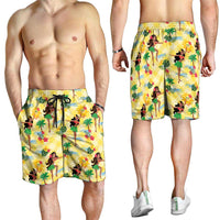 Hawaii Hula Girl Tropical Shorts for Men Yellow Palaka LT01 - Polynesian Pride