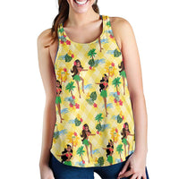 Hawaii Hula Girl Tropical Women Racerback Tank Yellow Palaka LT01 - Polynesian Pride