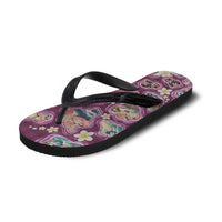 Hawaii Islands Map Design with Japanese Landscape Flip Flops Hawaiian Japan Fusion Art Pink Color LT03 - Polynesian Pride