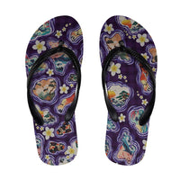 Hawaii Islands Map Design with Japanese Landscape Flip Flops Hawaiian Japan Fusion Art Purple Color LT03 Purple - Polynesian Pride