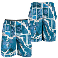 Hawaii Japanese Culture Blue Shorts for Men Spring Cranes Aloha Pattern
