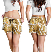 Hawaii Japanese Culture Gold Shorts for Women Spring Cranes Aloha Pattern LT01 - Polynesian Pride