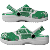 Hawaii Japanese Culture Green Clogs Shoes Spring Cranes Aloha Pattern