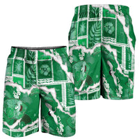 Hawaii Japanese Culture Green Shorts for Men Spring Cranes Aloha Pattern
