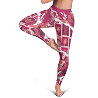 Hawaii Japanese Culture Pink Leggings Spring Cranes Aloha Pattern