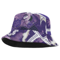Hawaii Japanese Culture Purple Bucket Hat Spring Cranes Aloha Pattern LT01 One Size Purple - Polynesian Pride
