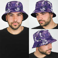 Hawaii Japanese Culture Purple Bucket Hat Spring Cranes Aloha Pattern LT01 - Polynesian Pride