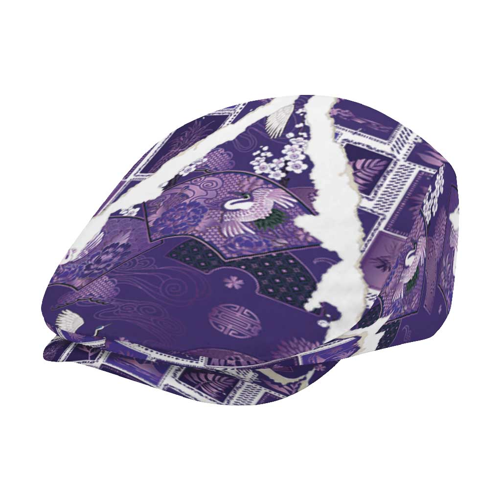 Hawaii Japanese Culture Purple Jeff Hat Spring Cranes Aloha Pattern