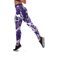Hawaii Japanese Culture Purple Leggings Spring Cranes Aloha Pattern LT01 Purple - Polynesian Pride