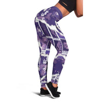 Hawaii Japanese Culture Purple Leggings Spring Cranes Aloha Pattern LT01 - Polynesian Pride