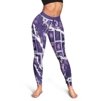 Hawaii Japanese Culture Purple Leggings Spring Cranes Aloha Pattern LT01 - Polynesian Pride