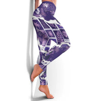 Hawaii Japanese Culture Purple Leggings Spring Cranes Aloha Pattern LT01 - Polynesian Pride