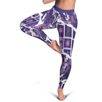 Hawaii Japanese Culture Purple Leggings Spring Cranes Aloha Pattern LT01 - Polynesian Pride