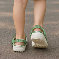 Hawaii Japanese Culture Sage Green Clogs Shoes Spring Cranes Aloha Pattern LT01 - Polynesian Pride