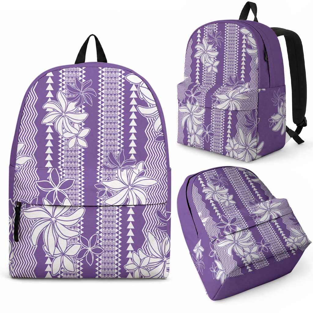 Hawaii Kakau Tribal Backpack With Purple Tiare LT05 - Polynesian Pride