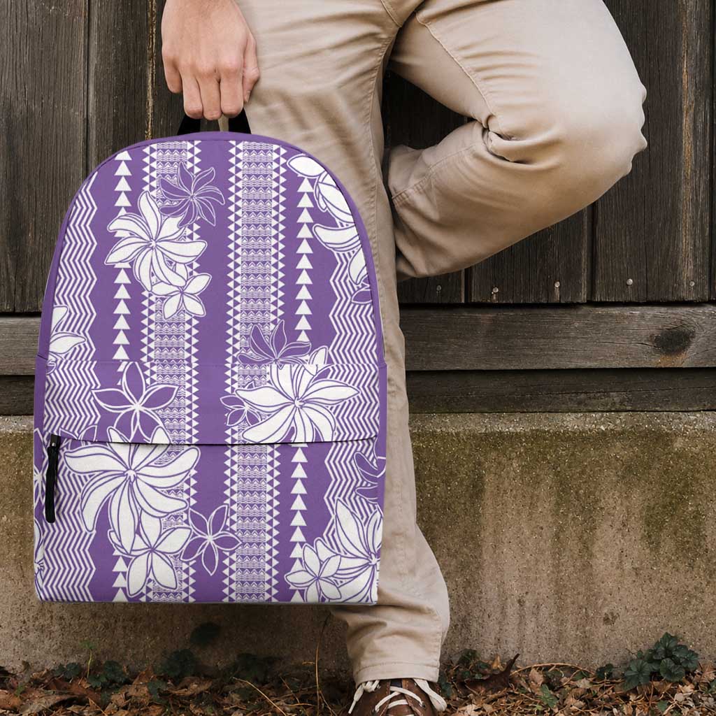 Hawaii Kakau Tribal Backpack With Purple Tiare LT05 - Polynesian Pride