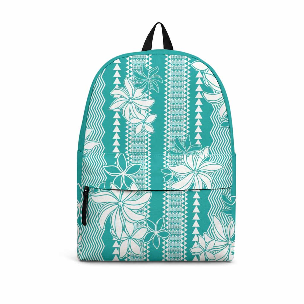Hawaii Kakau Tribal Backpack With Teal Tiare LT05 Teal - Polynesian Pride