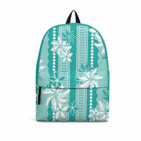 Hawaii Kakau Tribal Backpack With Teal Tiare LT05 Teal - Polynesian Pride
