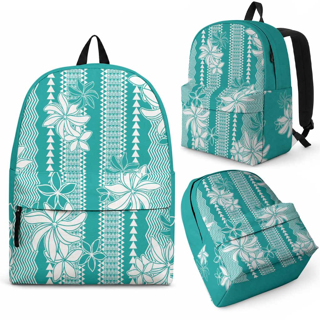 Hawaii Kakau Tribal Backpack With Teal Tiare LT05 - Polynesian Pride