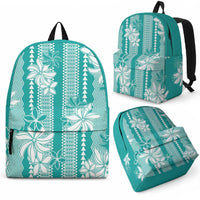 Hawaii Kakau Tribal Backpack With Teal Tiare LT05 - Polynesian Pride