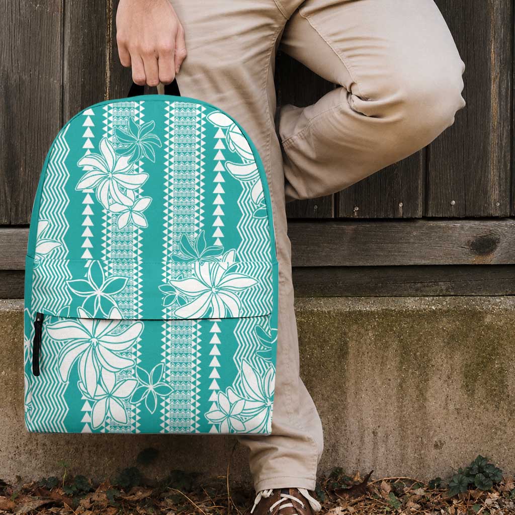 Hawaii Kakau Tribal Backpack With Teal Tiare LT05 - Polynesian Pride