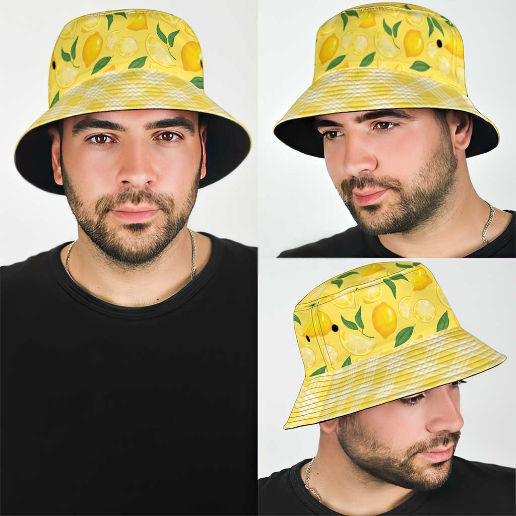 Hawaii Lemon Palaka Bucket Hat Striped Stylized
