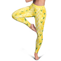 Hawaii Lemon Palaka Leggings Striped Stylized