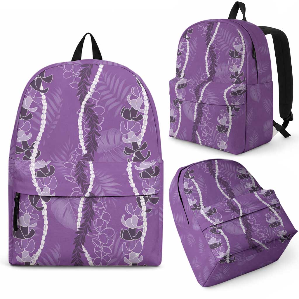 Hawaii Maile Lei Backpack With Violet Monstera Pattern LT05 - Polynesian Pride