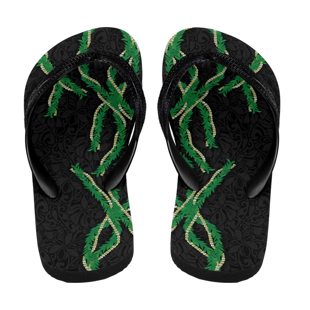 Hawaii Maile Lei Flip Flops Aloha Black Color